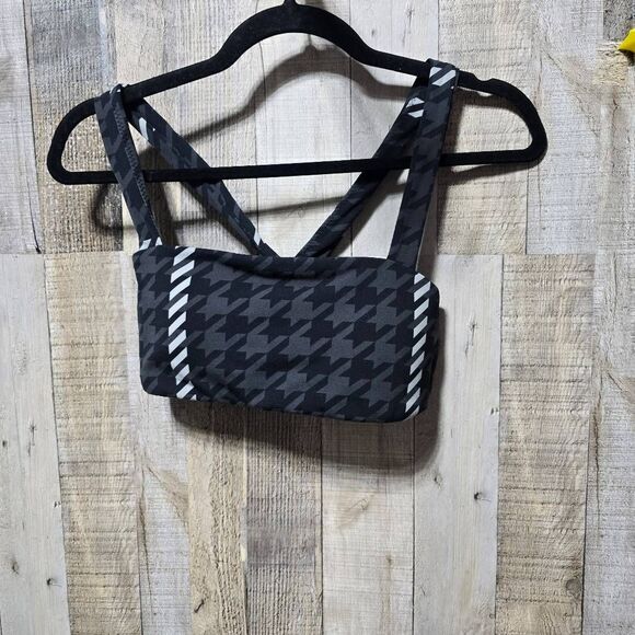 Aerie Offline Real Me Xtra Stretch Gray Houndstooth Racerback Sports Bra - Picture 2 of 4